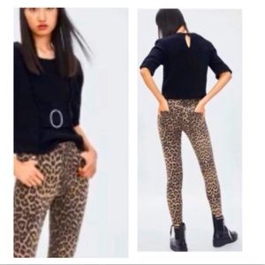 ZARA Leopard High Rise Skinny Jeans